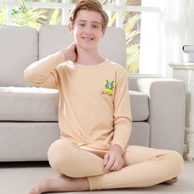 2018 Autumn winter kids thermal underwear set 100cotton boys girls