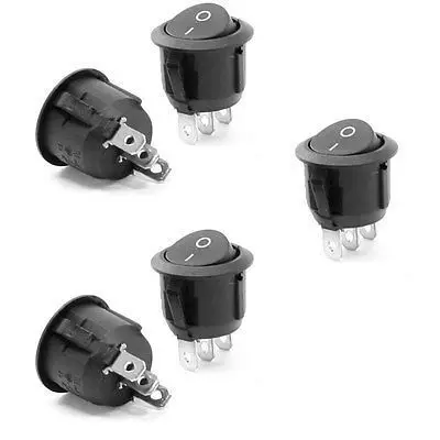 5 шт. AC 6A/250V 10A/125V 3-контактный черный кнопочный ВКЛ./вкл. Круглый лодочный кулисный