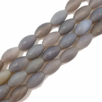 

Lii Ji Unique Gray Agates Matte Rice Shape Faceted Beads Approx 13x22mm Loose Beads for DIY Jewelry 38cm
