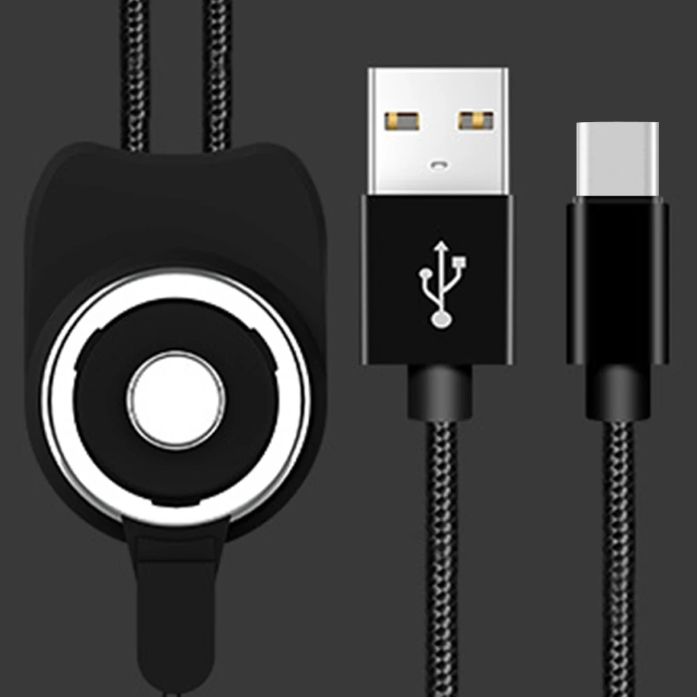 Black For Type-C Ремни для мобильных телефонов с usb-кабелем для зарядки и передачи данных для type C Android аксессуары для шейного шнура#1109 - Цвет: Black For Type-C