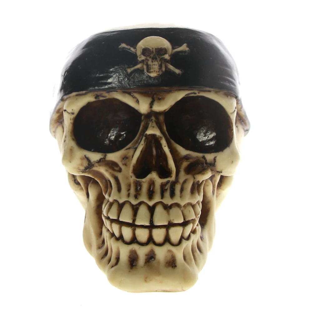 1Piece Collectible Skull With Headband Handpainted Resin Statue Gang Bikers Sports Desk Decoration | Дом и сад