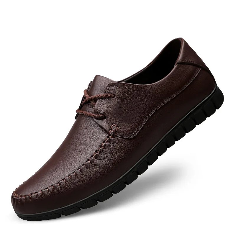 

Plus Size Men's Genuine Leather Casual Shoes Spring Autumn Lace Up Men Flats Luxury Footwear Brown Black Man Fashion Shoes