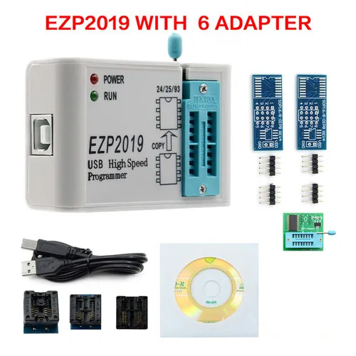 EZP высокое Скорость USB программист EZP2019, украшенное мозаикой из драгоценных камней, 12 розетки Поддержка 24 25 26 93 EEPROM 25 флэш-память, BIOS Чип Поддержка WIN7& WIN8 - Цвет: ezp2019 6 adapter