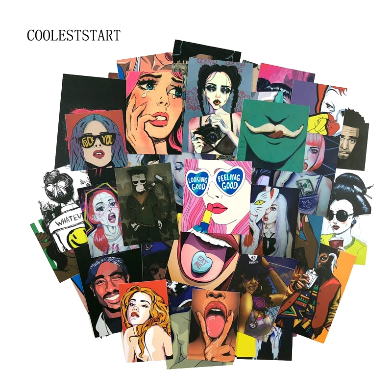 

54 Pcs Styling Pvc Waterproof Tease Vulgar Sexy beauty Girls Stickers For Laptop Motorcycle Skateboard Luggage Decal Toy Sticker