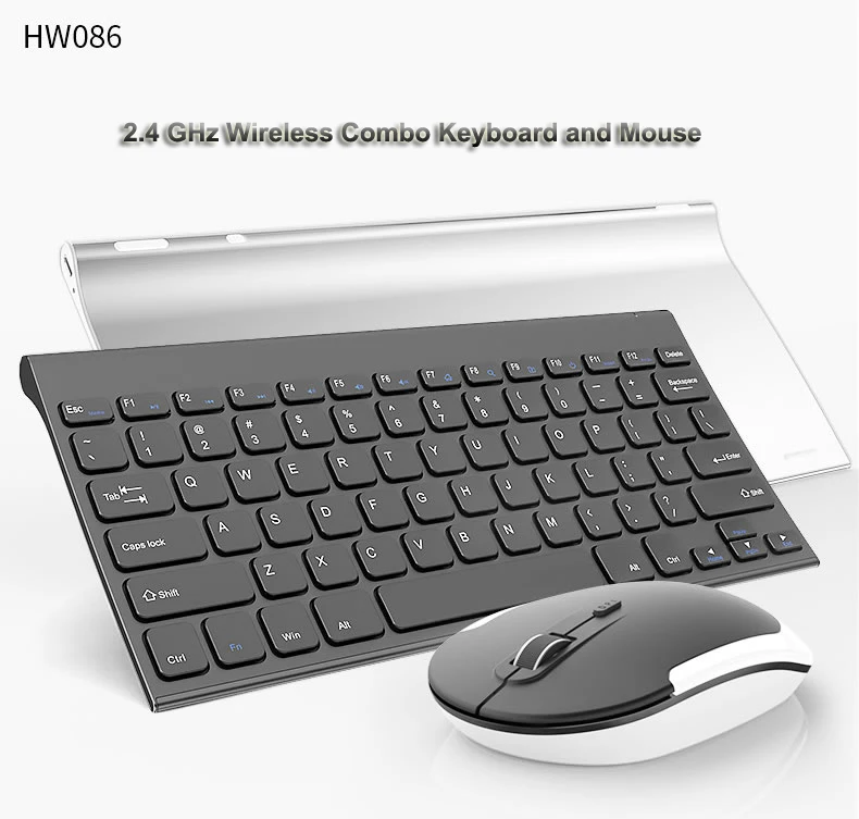 B. O. W беспроводная клавиатура и мышь, бесшумная металлическая ультра-тонкая портативная беспроводная клавиатура 2,4G для настольного компьютера