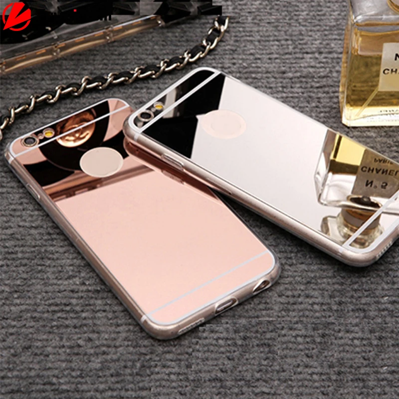 

Silicone Gold Plating Mirror Case For iPhone 7 6 6S Plus 5 5s SE 8 X XS Max XR Soft Clear TPU Cover Mobile Phone Cases 7Plus 8