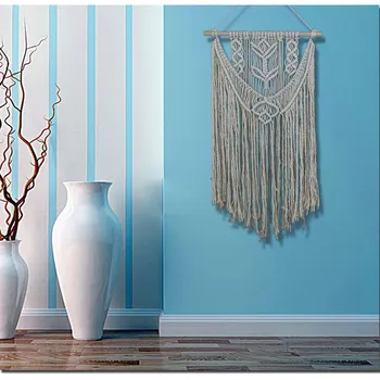 

LYN&GY Bohemian Hand Knotted Macrame Wall Art Cotton Wall Hanging Tapestry with Lace Fabrics Ammeter Box Wedding Decoration