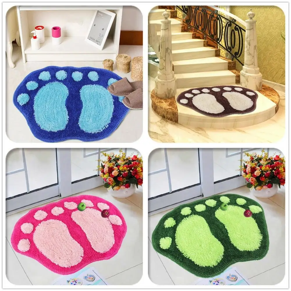 Cute Big Feet Shaggy Carpet Absorbent Anti slip Mat Bedroom Bathroom