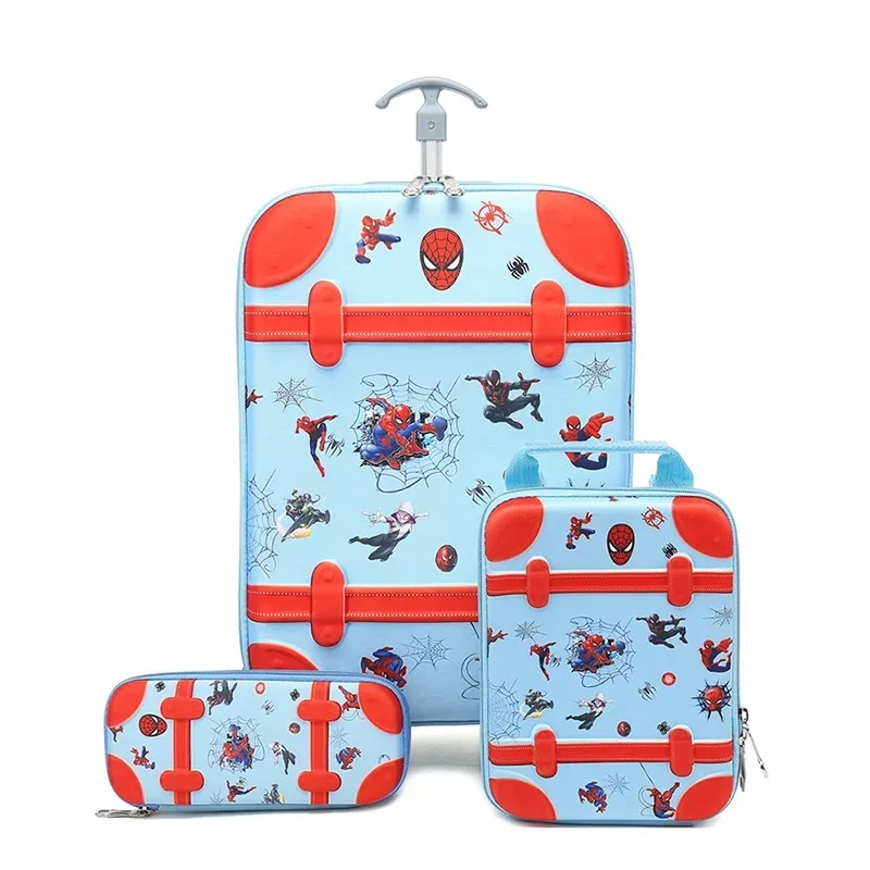 Детский чемодан для путешествий на колесах 3D аниме стерео студенческий комплект троллейбусов милый мальчик девочка мультфильм Ланч сумка пенал коробка детский подарок - Цвет: 3pcs set