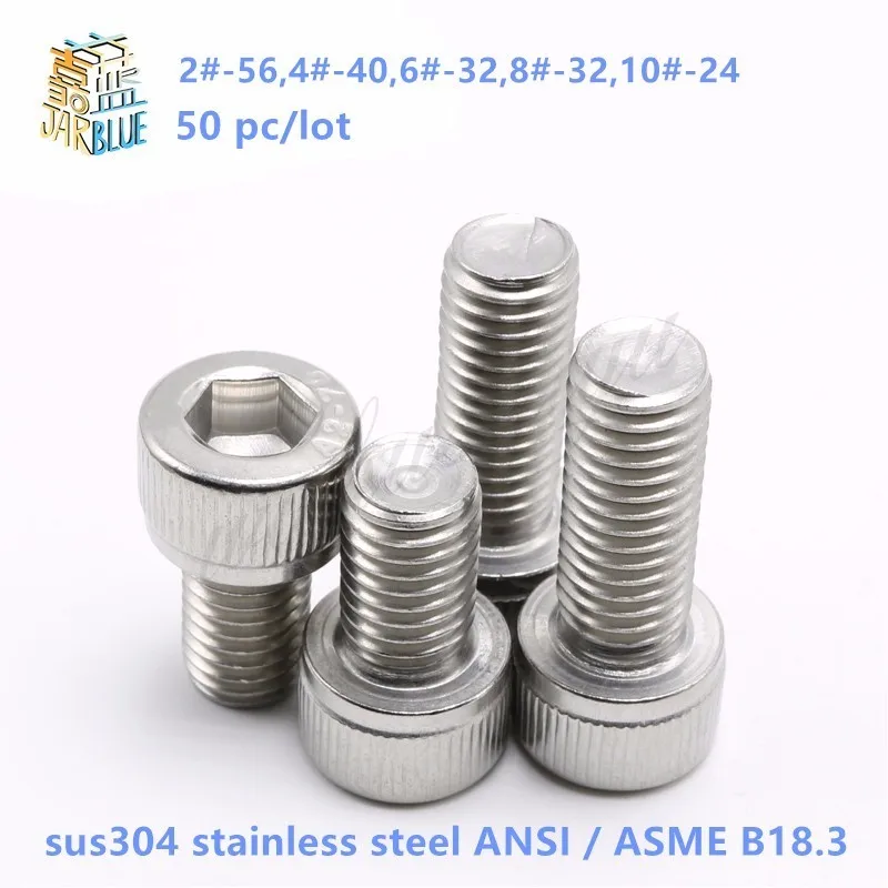 (50 шт./лот) 2 # 56 4 40 6 32 8 10 24 * L sus304 нержавеющая сталь ANSI/ASME B18.3 Шестигранная головка