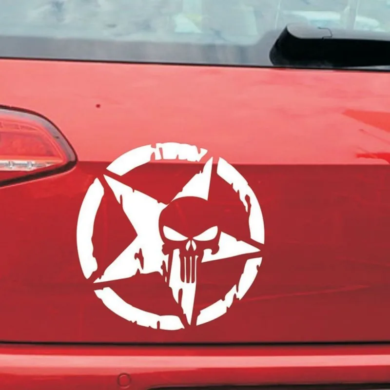 

13*13cm The Punisher Skull Car Sticker Pentagram Vinyl Decals Motorcycle Accessories