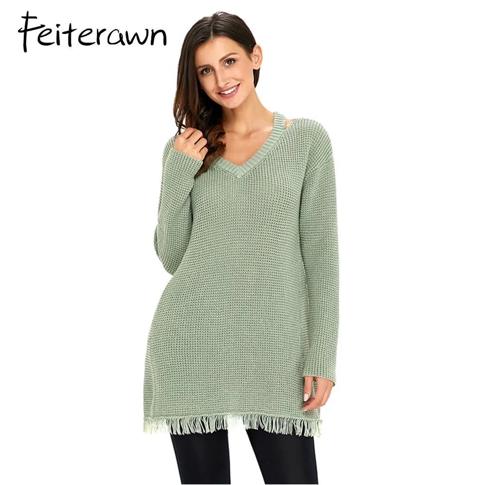 Feiterawn Women Casual Sweaters Pullovers Thick Warm V