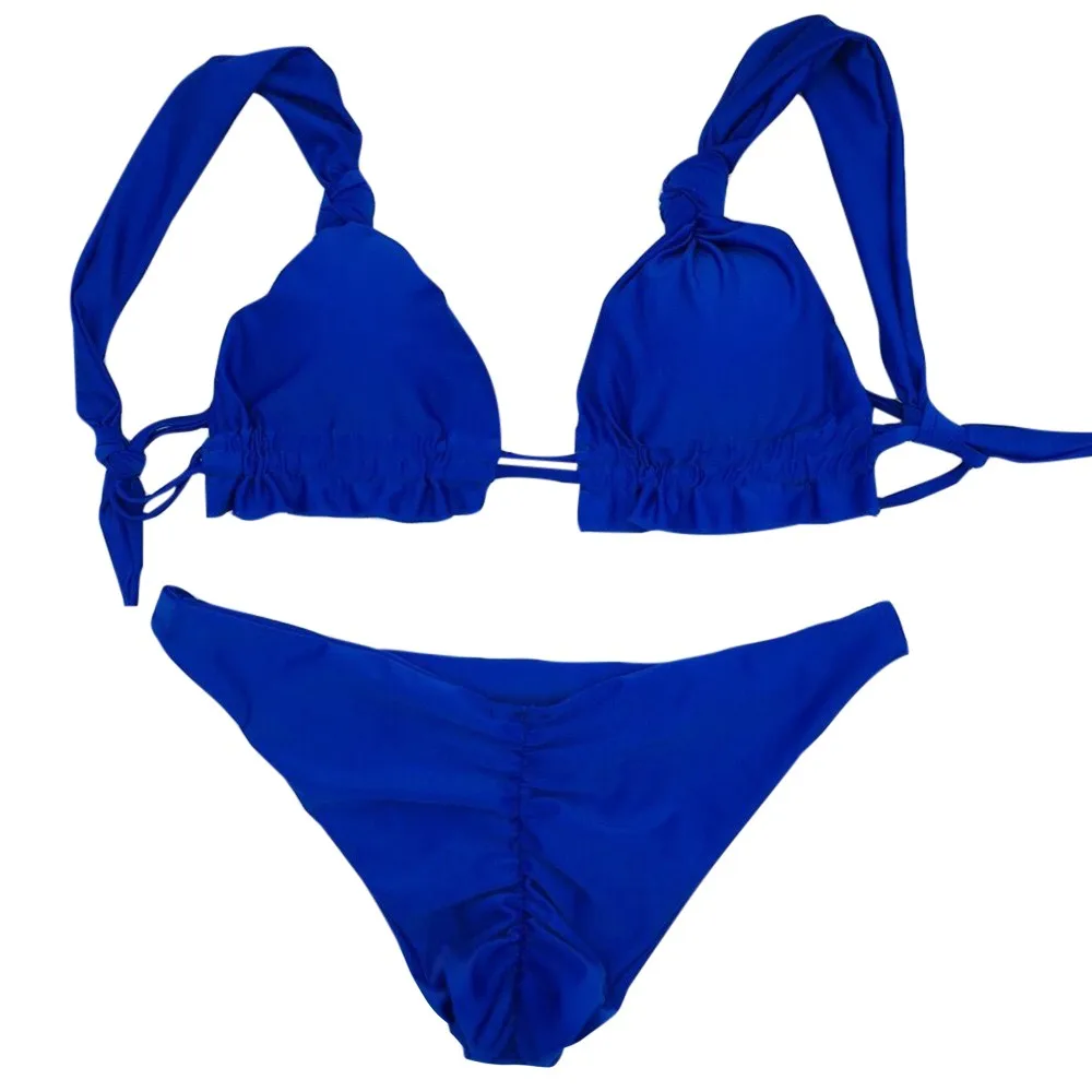 

MUQGEW 2019 Fashion Female Swimsuit Sexy Swimwear Women Tie Solid Bandage Bikini Set Wrapped Swimsuit Push Up Bikini #0124