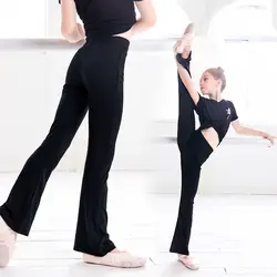 Обувь для девочек повседневное свободные черные хлопковые брюки гимнастика фитнес балетные костюмы танец штаны брюки клеш детей