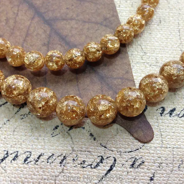 Brushed Gold Plated Copper Round Beads 4 Inch Long Strand Jewelry Finding Bead