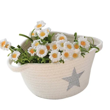 

Cotton Thread Storage Baskets Star Pattern Laundry Basket Flower Pot Woven Knitting Household Sundries Organizer Nordic Style
