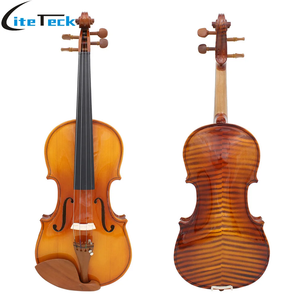 

Full Size 4/4 Violin Acoustic High Quality Spruce Flame Maple Veneer Fiddle with Case Rosin Wiper Christmas Gift