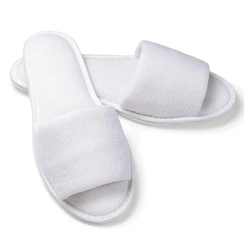 

5 pair White Towelling Hotel Disposable Toe Slippers Terry SPA Guest Party Shoes