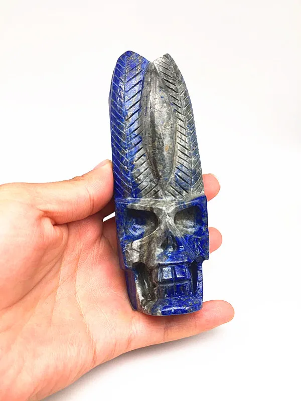 

316 grams of natural quartz crystal lapis lazuli carved skull