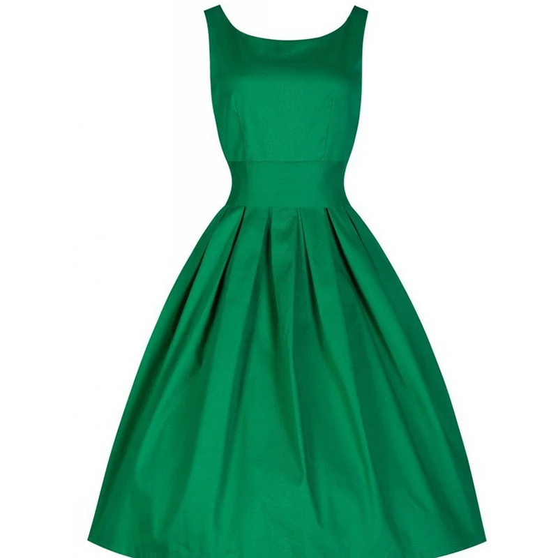 Kostlich Summer Dress Elegant Women O-Neck Sleeveless Party Dresses 1950s Vintage Big Swing Dress Office Lady Dress Sundress (6)
