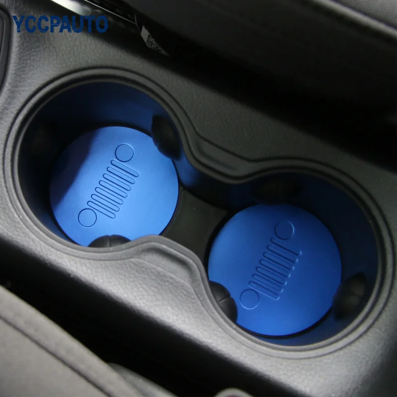 

car styling For Jeep Compass 2017 Front Seat Car Cup Mat Pad Decoration Dustproof Non-slip Car Interior Accessory 2pcs/set