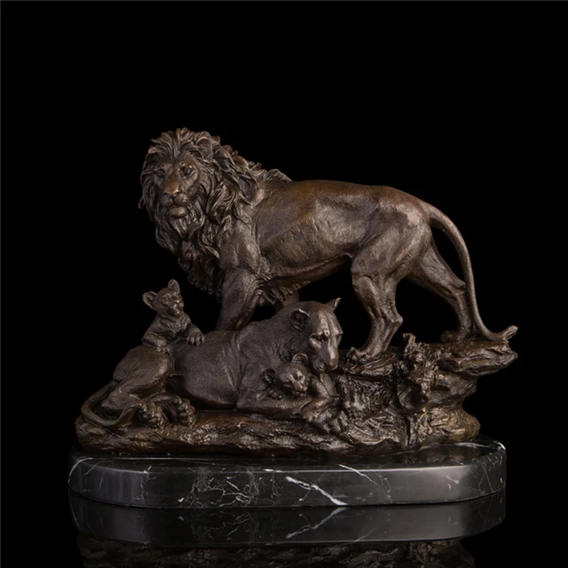 100 pure copper the lion family bronze lion sculpture decoration