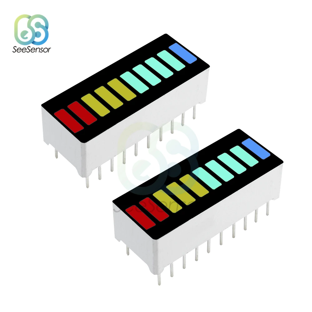 

2Pcs LED Display Module 10 Segment Bargraph Light Display Module Bar Graph Ultra Bright Red Yellow Green Blue 4 Colors