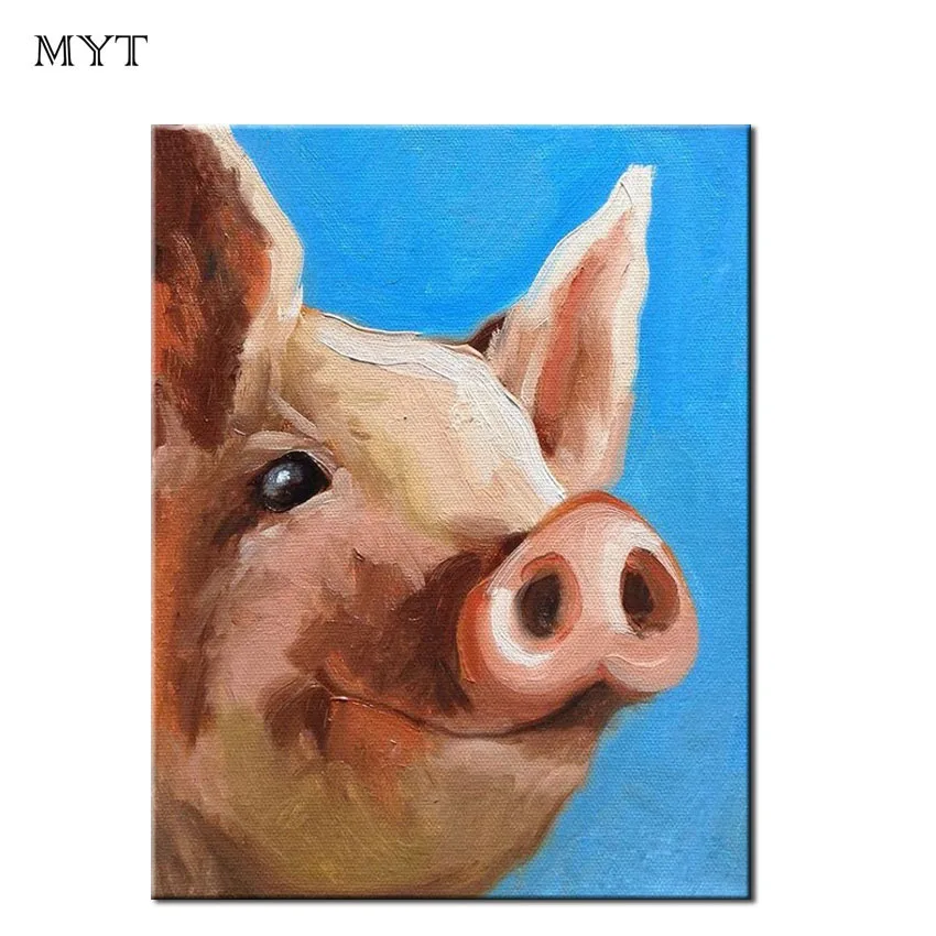 Поп домашний декор настенная живопись ручная работа розовая голова свиньи