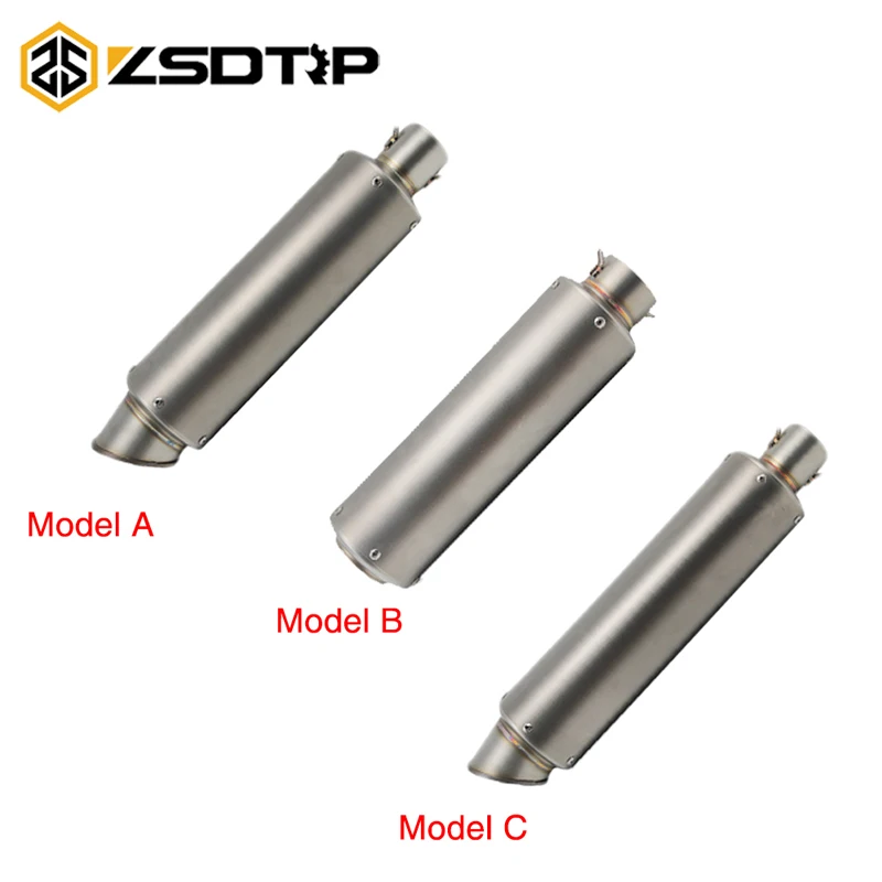 

ZSDTRP Inlet 51mm Motorcycle Exhaust Pipe Muffler SC Real Carbon Fiber Exhaust Pipe With Sticker For KAWASAKI BMW