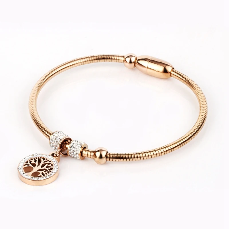 

Woman Titanium Steel Tags Bracelet Gold Silver Tree Of Life Fashion Bracelet Jewelry Accessories Wholesale