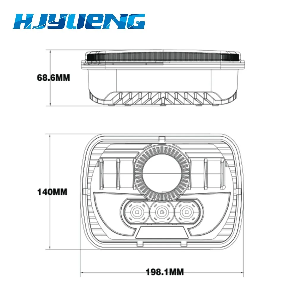 HJYUENG 90 Вт 5 &quotX 7&quot квадратный грузовик светодиодный фары дальнего света с Hi/Lo DRL