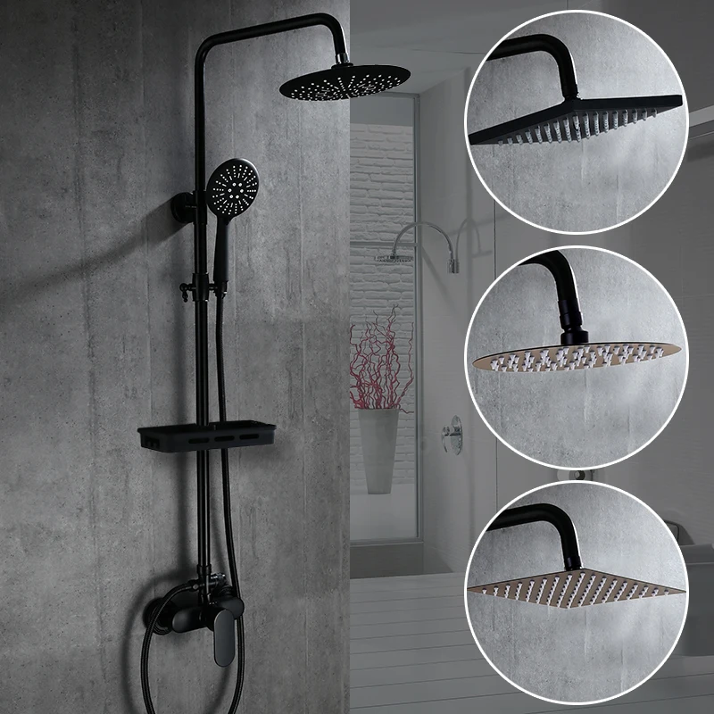 

black hotel pressurization flower is aspersed suits European shower faucet All copper hot and cold mixer faucet