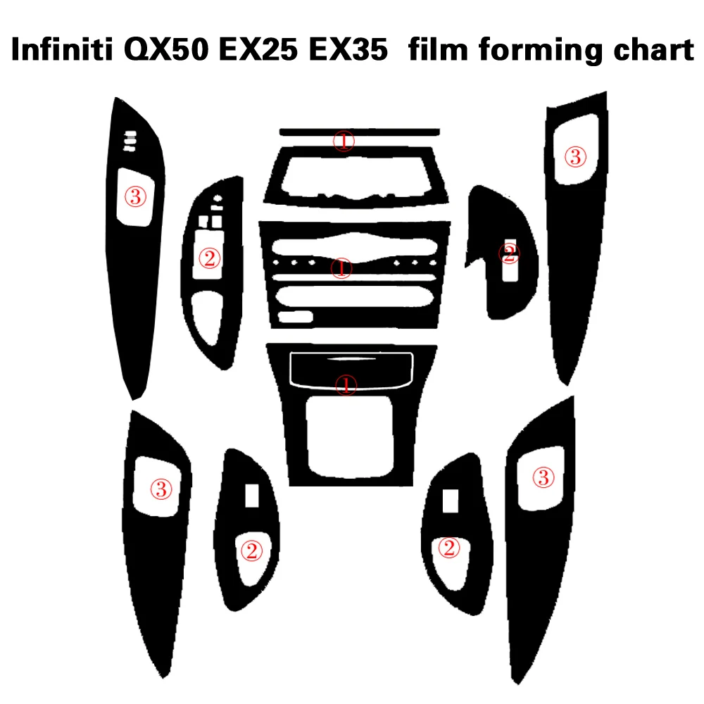 Для Infiniti QX50 EX25 EX35 внутренняя Центральная панель управления дверная ручка наклейки из углеродного волокна наклейки для стайлинга автомобилей аксессуары