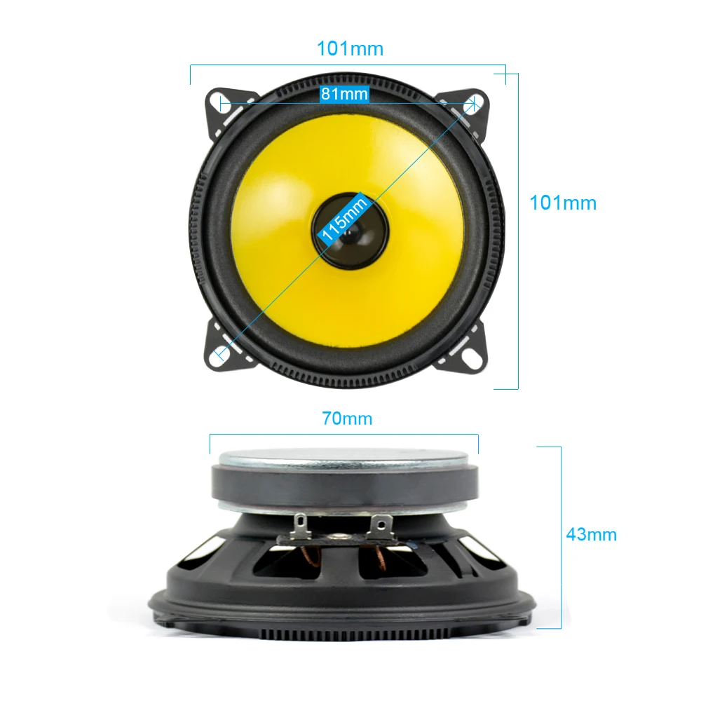 AIYIMA 2 шт. 4 дюйма мономер автомобильный динамик 4Ohm 80 Вт Универсальный классический автомобильный динамик s DIY для домашнего кинотеатра