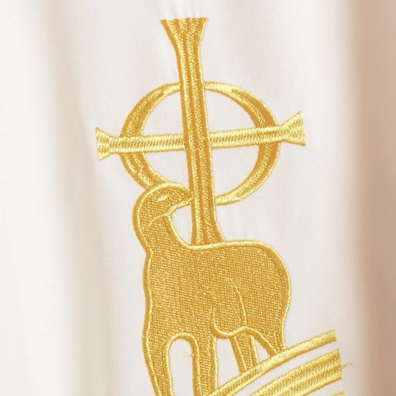 Chasuble Catholic White Church Lamb Embroidered Priest Vestments