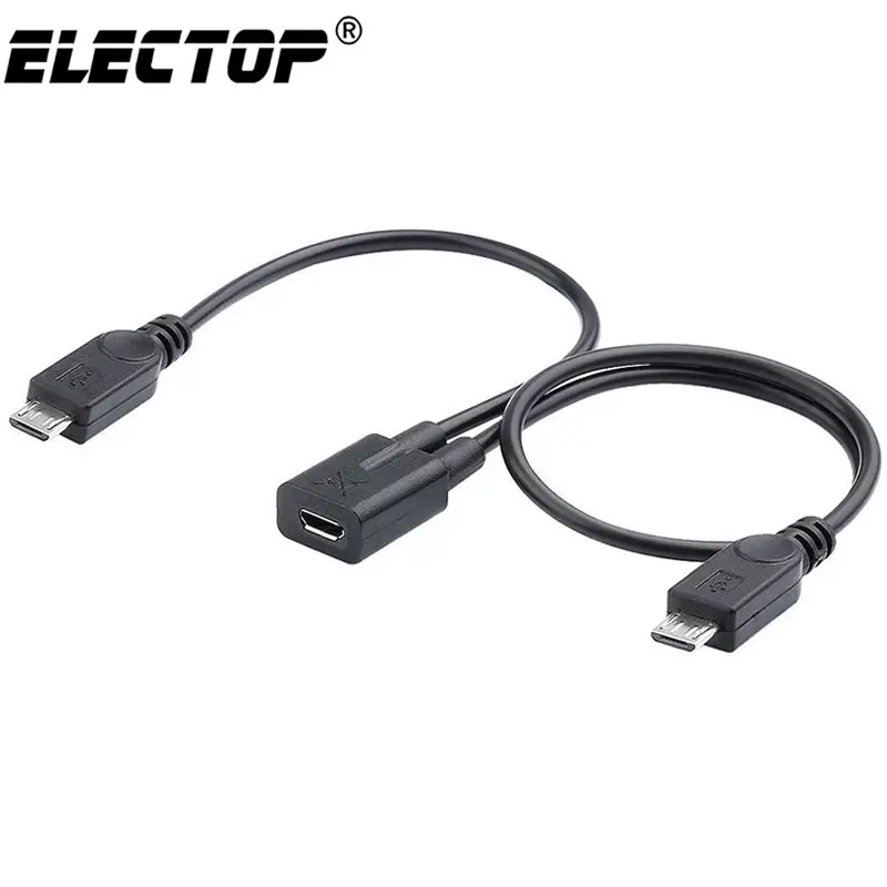 Electop Micro USB 2,0 мама к двойной 2 сплиттер папа-папа Y расширение данных Кабель зарядного устройства Шнур Micro USB Мужской для передачи данных