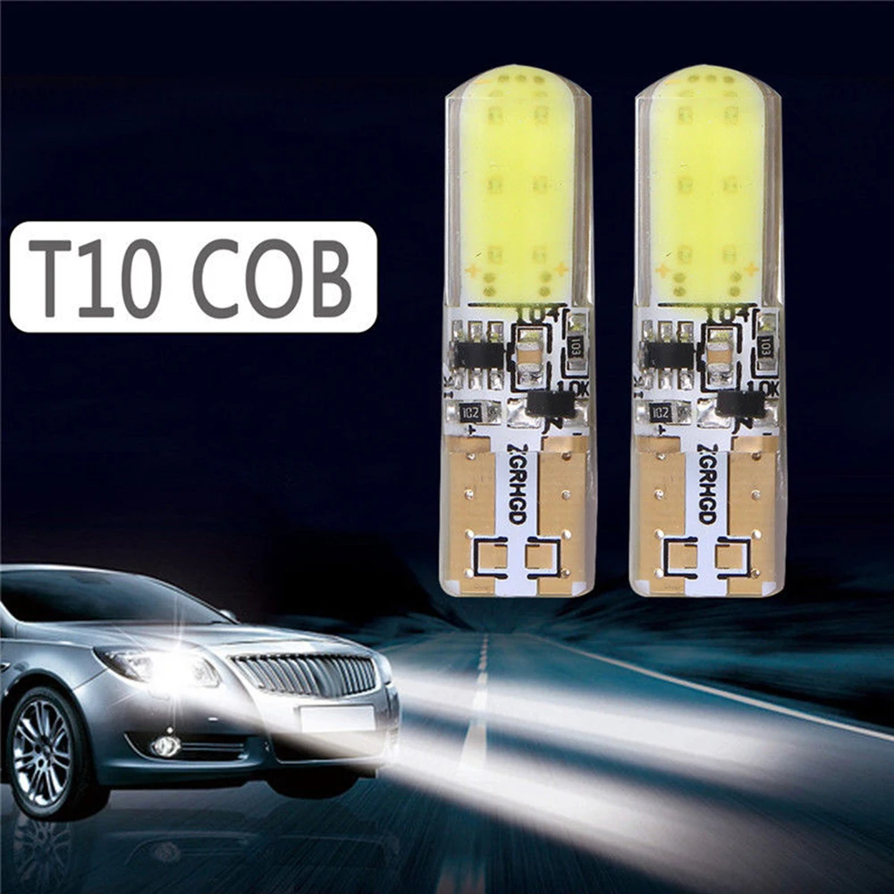 

2PCS 12V T10 194 W5W COB LED Car Silica Strobe Width Side Light Bulb Super Bright White Lamp 6000K