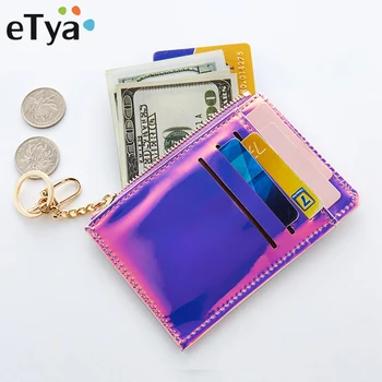 

eTya Women Mini ID Card Holders Business Credit Card Holder Female Purse PU Leather Slim Bank Card Case Coin Organizer Wallet