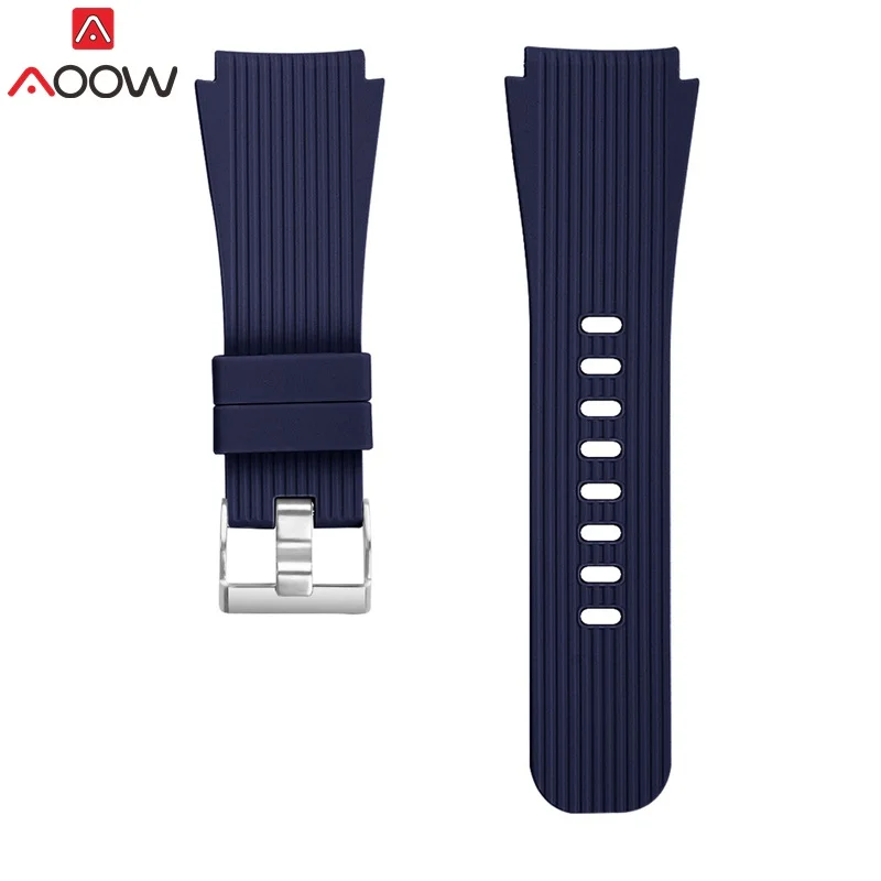 AOOW ремешки для часов samsung Galaxy Watch 46 мм версия SM-R800 полосатый резиновый силиконовый модный браслет ремешок 22 мм - Цвет ремешка: Navy blue