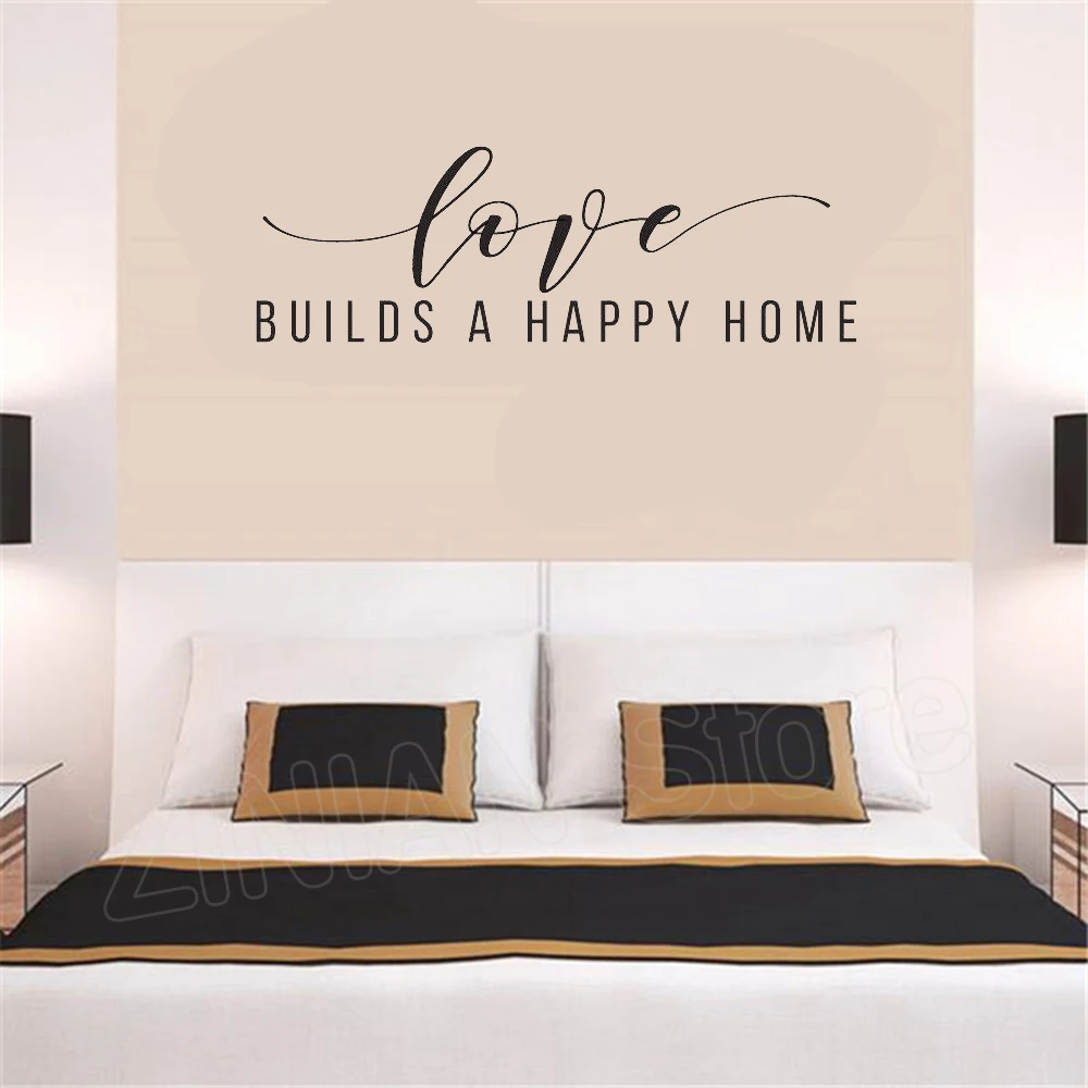 Love Builds A Happy Home Vinyl Decal Wall Art Decor Sticker Quotes