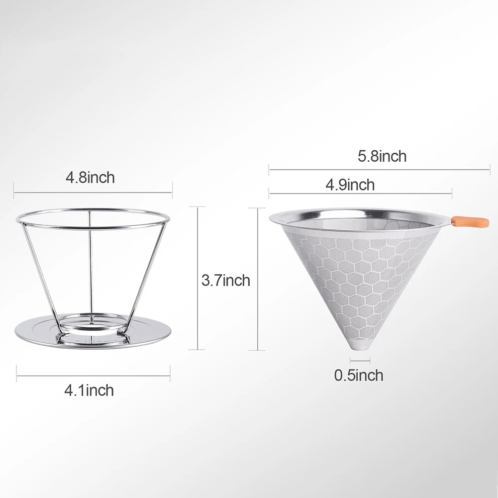 NEW Honeycombed Stainless Steel Coffee Filter Reusable Pour Over Dripper Brush Cup Coffee Filters Kitchen Coffeeware NEW Honeycombed Stainless Steel Coffee Filter Reusable Pour Over Dripper Brush Cup Coffee Filters Kitchen Coffeeware
