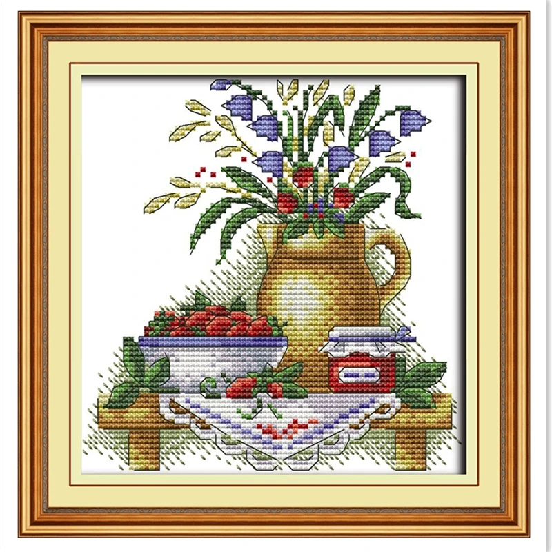 

Table Vase Series Six Home Decor cross stitch kits 11CT Printed On Canvas DIY Set Painting Chinese Counted Cross Stitch Pattern