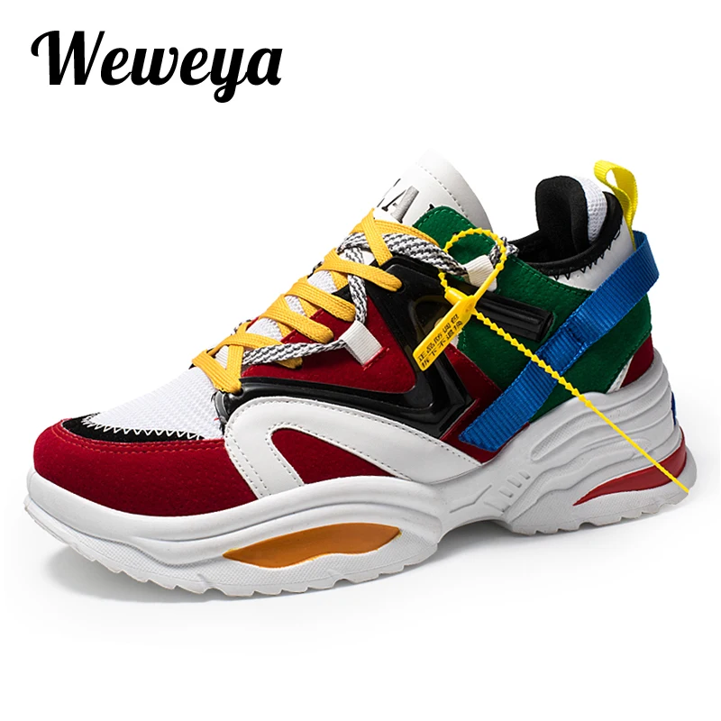 

Weweya 2019 Spring Women Casual Shoes Flock Platform White Sneakers Lace-Up Wedges Lover Shoes for Women Chunky Zapatos Mujer