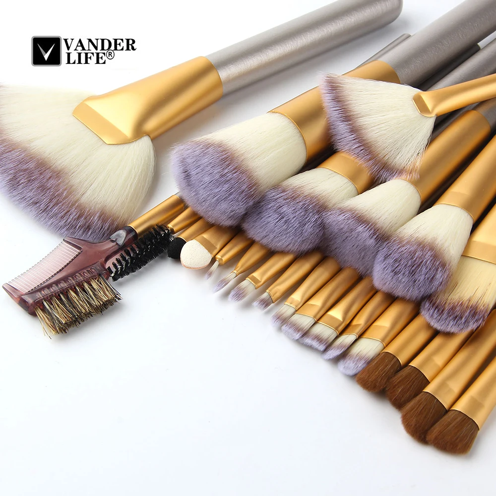 24 Pcs Make Up Set Soft Synthetic Professional Cosmetic Makeup Foundation Powder Blush Eyeliner Brushes Tools Kit with Bag (3)