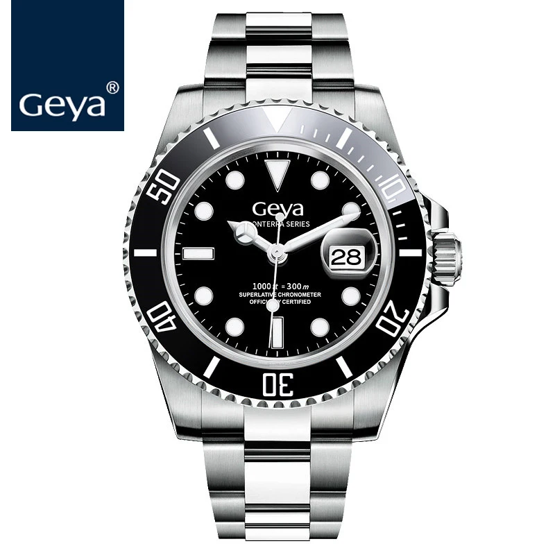 Geya Miyota мужские часы Submariner Diver RLX люксовый бренд Мужские часы зеленый светящийся сапфир автоматические механические наручные часы