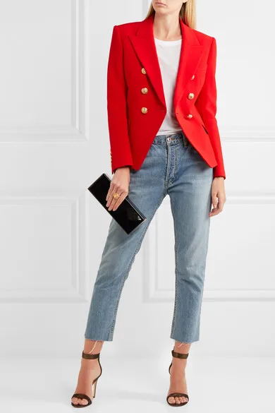 High quality design red color double-breasted blazer coat Fashion woman's suit jackets slim short coats S-XXL size