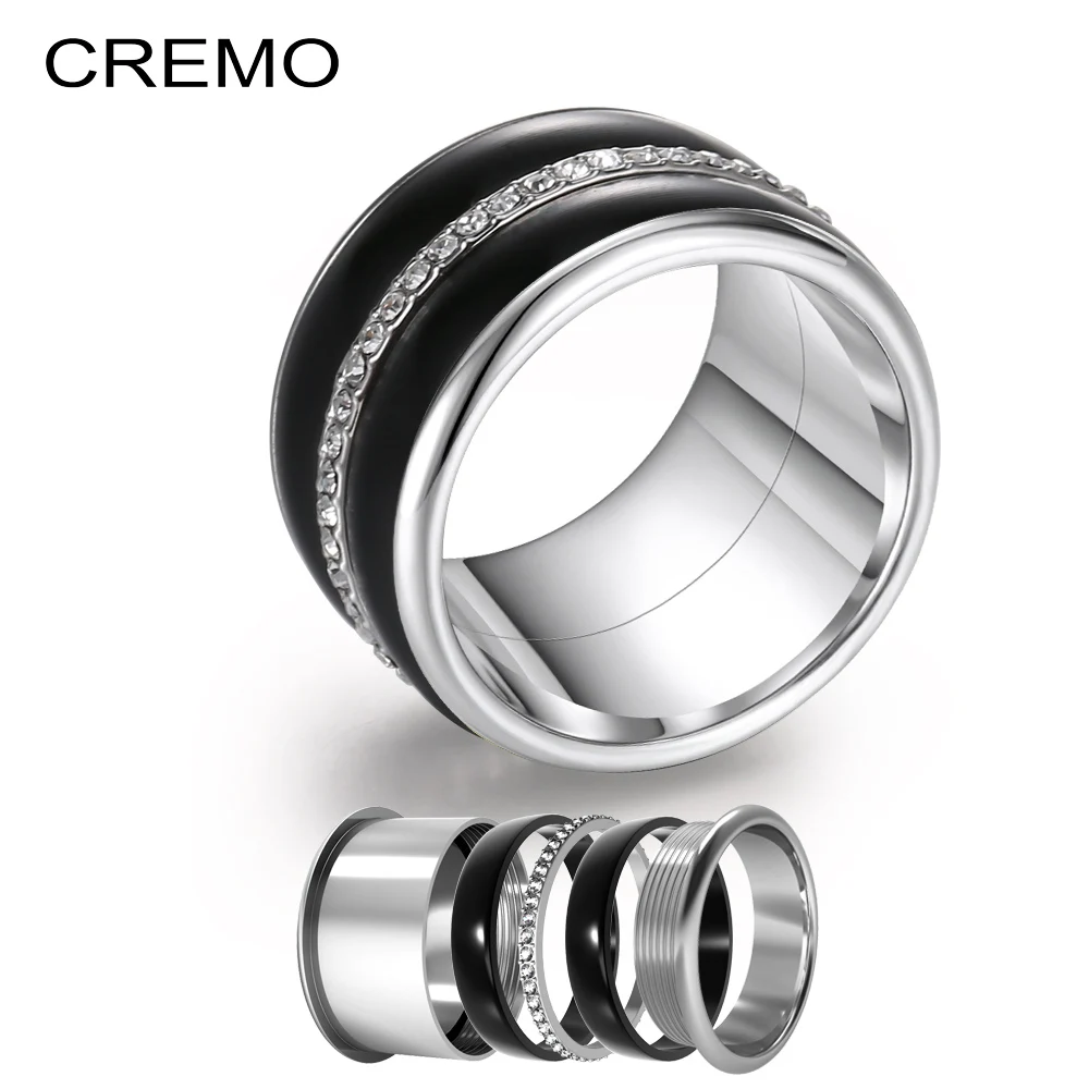 Cremo, черное кольцо, массивные свадебные кольца из нержавеющей стали, сменные Кольца Bijoux Bague, Женское кольцо «Симфония»
