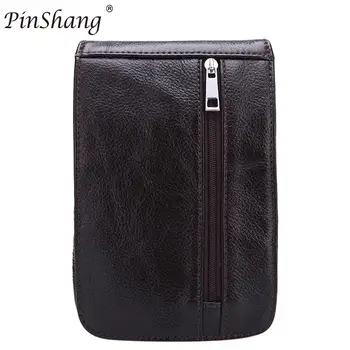 

PinShang Man's Waist Wallet Portable Retro Leather Mobile Phone Bag Through The Belt Business Front Pocket Men bag ZK25
