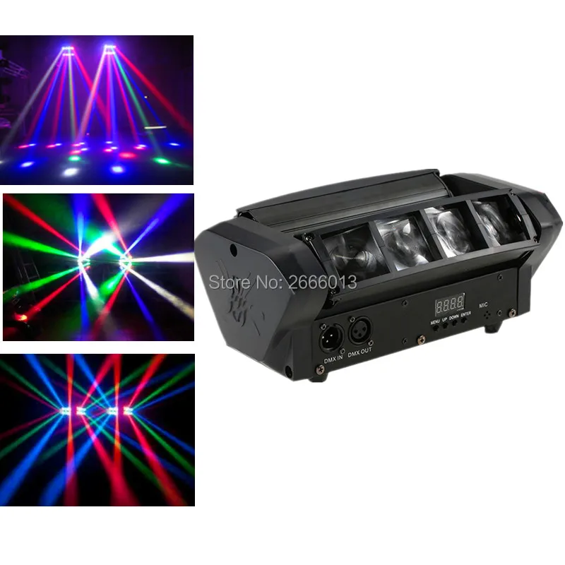 

RGBW Mini LED Spider Light /LED Beam Stage Effect Lights/DMX512 LED Moving Head Light Sound Control Home Party Lamp DJ Lighting