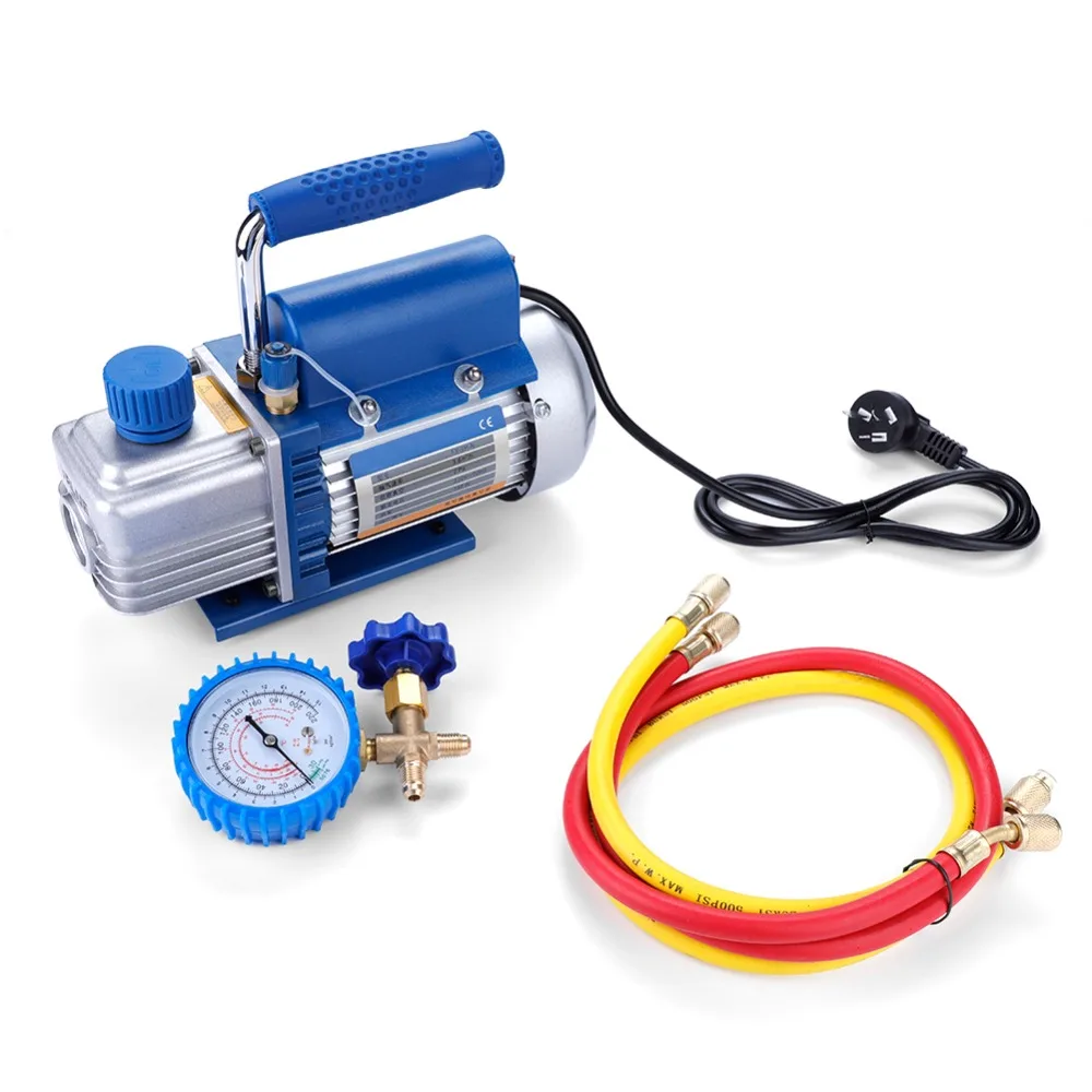 

G1/4" 220V 150W Vacum Pump Kit for Air Conditioning / Refrigerator with Pressure Gauge Tube CN Plug